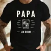 Mens-Casual-Crew-Neck-Short-Sleeve-T-Shirt-2.webp Casual Crew Neck Short Sleeve T-Shirt - Papa Au Rhum Rum Daddy Print Graphic Tee, Lightweight Summer Top with Geometric Design, Relaxed Fit T-Shirt