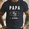 Mens-Casual-Crew-Neck-Short-Sleeve-T-Shirt-3.webp Casual Crew Neck Short Sleeve T-Shirt - Papa Au Rhum Rum Daddy Print Graphic Tee, Lightweight Summer Top with Geometric Design, Relaxed Fit T-Shirt