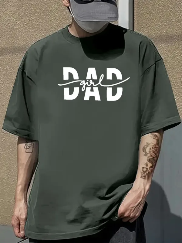 Men's Casual Short Sleeve T-Shirt, DAD Graphic Print, Summer Streetwear & Everyday Essential, Machine Washable, Everyday Casual