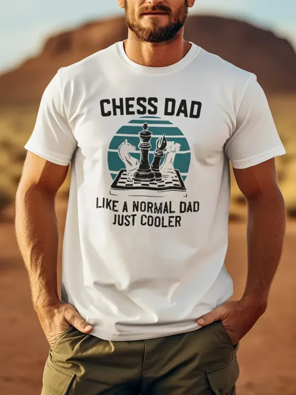 Mens-Chess-Dad-Graphic-T-Shirt-1.webp Men's Chess Dad Graphic T-Shirt - Short Sleeve Tee with Chess Dad Like a Normal Dad Just Cooler Slogan & Chess Piece Design