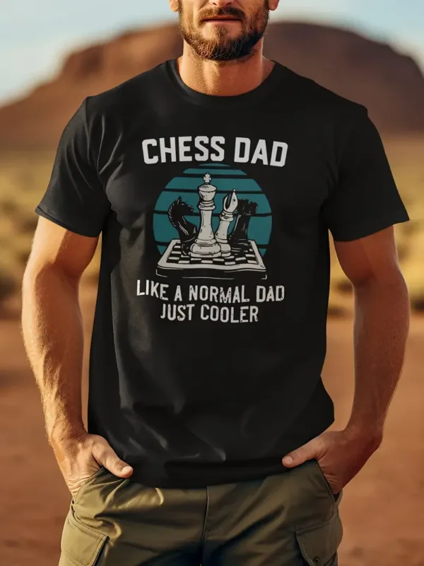 Mens-Chess-Dad-Graphic-T-Shirt-2.webp Men's Chess Dad Graphic T-Shirt - Short Sleeve Tee with Chess Dad Like a Normal Dad Just Cooler Slogan & Chess Piece Design