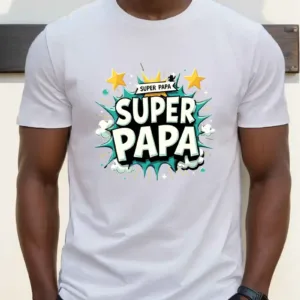Mens-Super-Papa-Graphic-1.webp Men's Super Papa Graphic T-Shirt - Casual Summer Short Sleeve Tee with Bold Colorful Print, Fathers Day