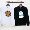 Couples Matching Sweatshirt With Milk and Cookies Print Design, The Best Family Matching Gift