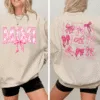 Mimi Pink Bow And Kids - Personalized Sweatshirt - Meaningful Gifts For Grandma, Mom, Wife Custom Sleeve