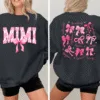 Mimi Pink Bow And Kids - Personalized Sweatshirt - Meaningful Gifts For Grandma, Mom, Wife Custom Sleeve