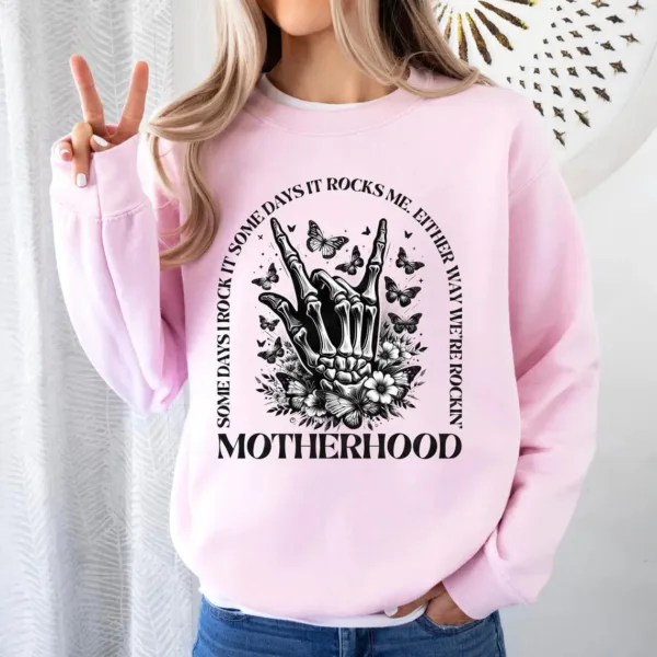 Motherhood Rock Skeleton, Motherhood Some Day I Rock It, Trendy Mom, Rocking Motherhood Sweatshirt, Happy Mother's Day, The Best Gift for Women