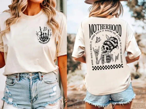 Motherhood-Shirt-Some-Days-I-Rock-It-Rocker-Mama-Cute-Skeleton-Tee-Rocker-Mom-Shirts-Rockin-Shirts-Motherhood-Shirts-1-1.jpg Motherhood, Some Days I Rock It , Mama Funny Tour T-Shirt, Happy Mother's Day, The Best Gift for Women