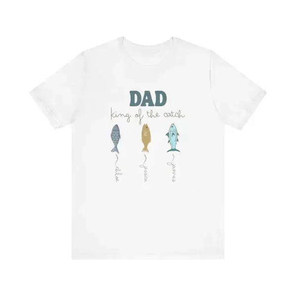 Personalised Dad Fishing Shirt, King of the Catch T-Shirt with Kids' Names, Custom Father's Day Gift, Dad Birthday Gift, Summer Fishing Tee