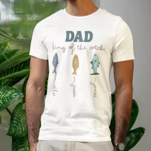 Personalised-Dad-Fishing-Shirt-4.webp Personalised Dad Fishing Shirt, King of the Catch T-Shirt with Kids' Names, Custom Father's Day Gift, Dad Birthday Gift, Summer Fishing Tee