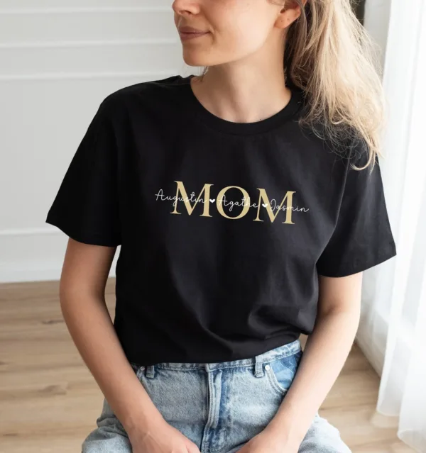 Personalised MOM t-shirt, MAMA organic t-shirt with children's names, Mother's day Gift