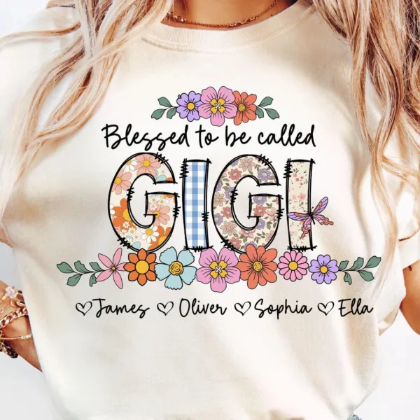 Personalize Blessed To Be Called Grandma, Custom Gigi with Name Kids Tee -  The Best Mothers Day Gift