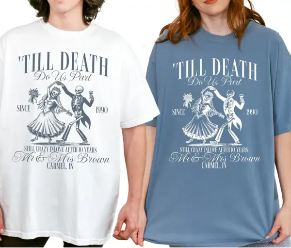 Personalized Anniversary T-Shirt, Couples Anniversary Beach Trip Shirt, Mr and Mrs Shirts, Custom Location Tee, Anniversary Vacation Shirts