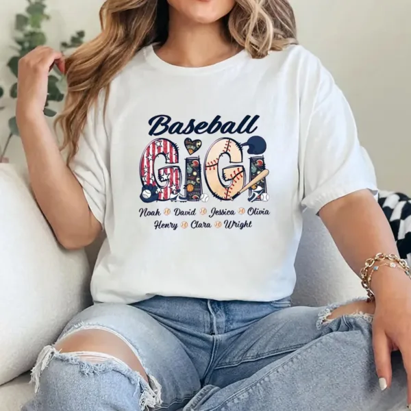 Personalized Baseball Grandma T-Shirt, Custom Baseball Mom with Kid's Name Shirt, Baseball Mimi Nana Tee -  The Best Mothers Day Gift