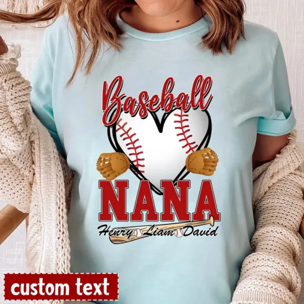 Personalized Baseball Grandma T-Shirt, Custom Baseball Mom with Kid's Name Shirt, Baseball Mimi Nana Tee -  The Best Mothers Day Gift