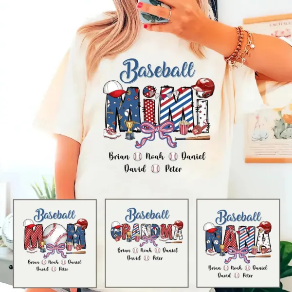 Personalized-Baseball-Shirt-Custom-Mama-Mom-Baseball-With-Kid-Names-Shirt-Baseball-Shirt-Baseball-Family-Shirt-Gift-for-Mimi-Gigi-1-1.jpg Personalized Baseball Grandma T-Shirt, Custom Baseball Mama with Kid's Name Shirt, Baseball Mimi Nana Tee - The Best Mothers Day Gift