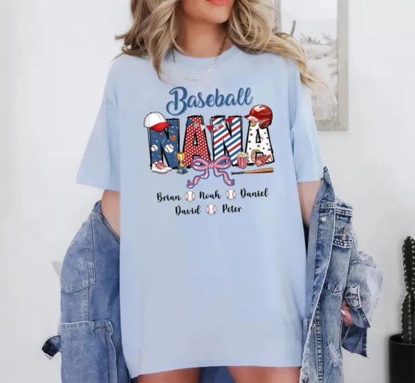 Personalized-Baseball-Shirt-Custom-Mama-Mom-Baseball-With-Kid-Names-Shirt-Baseball-Shirt-Baseball-Family-Shirt-Gift-for-Mimi-Gigi-3-1.jpg Personalized Baseball Grandma T-Shirt, Custom Baseball Mama with Kid's Name Shirt, Baseball Mimi Nana Tee - The Best Mothers Day Gift