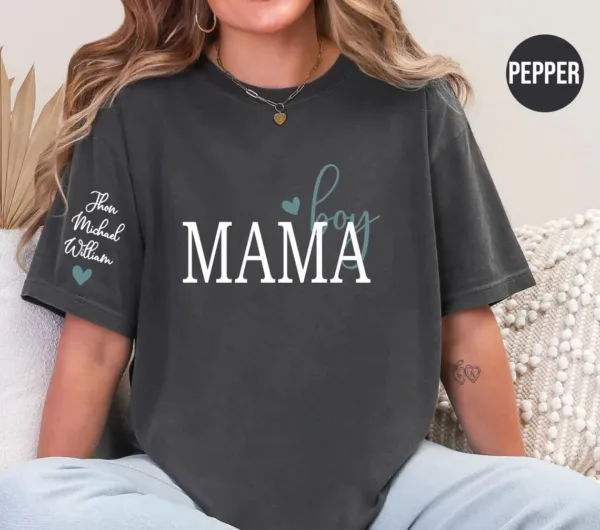 Personalized Boy Mama Shirt With Kid Names Tee -  The Best Mothers Day Gift