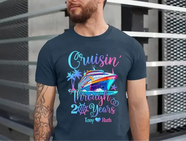 Personalized Cruising Through Years Shirt, Husband and Wife Anniversary Cruise Shirt, Couples Matching Cruise Shirt