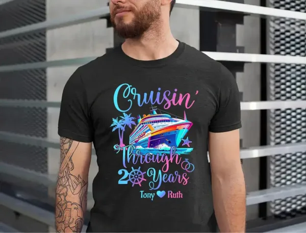 Personalized Cruising Through Years Shirt, Husband and Wife Anniversary Cruise Shirt, Couples Matching Cruise Shirt
