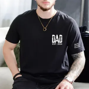 Personalized-Dad-Shirt-With-Kids-Names-Arm-1.webp Personalized Dad T-Shirt With Kids Names Arm, Custom Dad Tshirt For Dad, Est Date Daddy Shirt Gift for Fathers Day, Childs Names Arm, Dad Gift