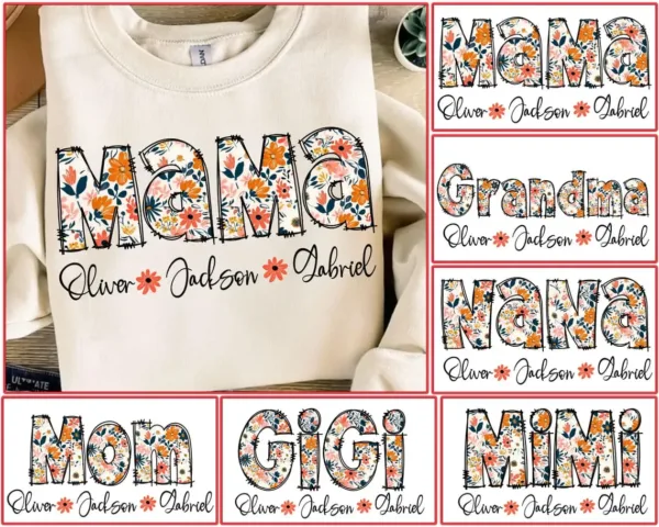 Custom Floral Mama Sweatshirt – Mother's Day Gift for Gigi, Mimi, Granny, and Grandma