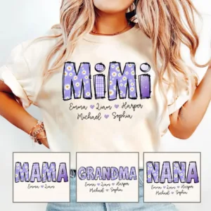 Personalized Floral Mimi Shirt, Grandma Shirt with Grandkids Names, Custom Kids Names Grandma Tee -  The Best Mothers Day Gift