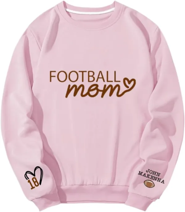 Personalized Football Mom Sweatshirt, Football Mama, Custom Name and Number On Sleeve