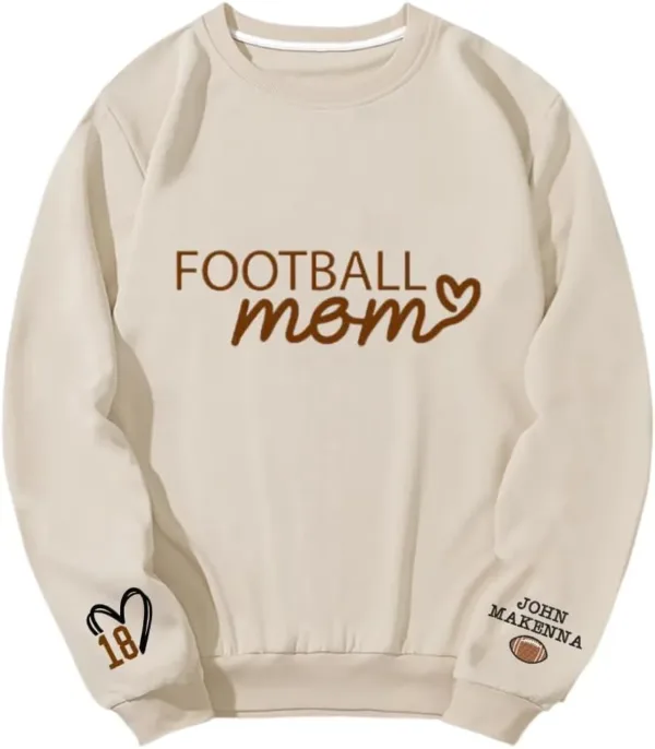 Personalized Football Mom Sweatshirt, Football Mama, Custom Name and Number On Sleeve