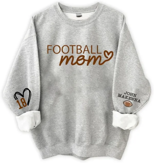 Personalized Football Mom Sweatshirt, Football Mama, Custom Name and Number On Sleeve