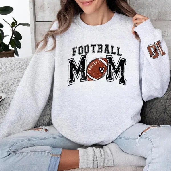 Personalized Football Mom Sweatshirt, Football Mama, Custom Name and Number On Sleeve