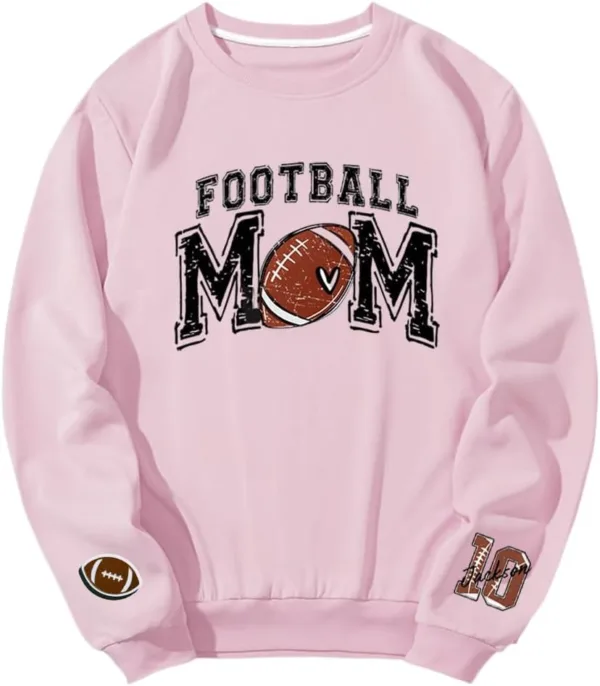 Personalized Football Mom Sweatshirt, Football Mama, Custom Name and Number On Sleeve