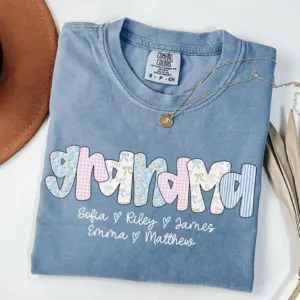 Personalized-Grandma-2.webp Personalized Grandma T-Shirt Floral Grandma Shirt with Grandkid Names Custom Grandma Gift for Grammy Coquette Grandma Bow Shirt