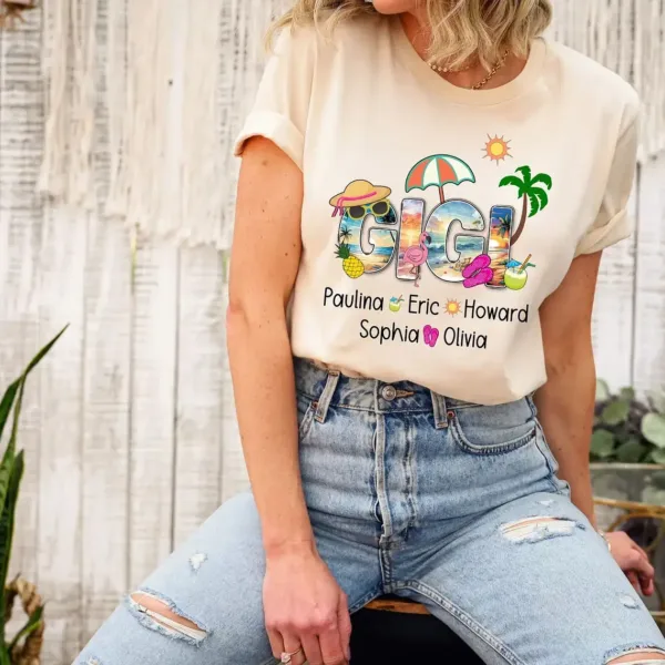 Personalized-Grandma-Grandchildren-Beach-Shirt-2.webp Personalized Grandma Grandchildren Beach T-Shirt, Custom Nana Birthday Shirt With Grandkids Names for Summer Party, Custom Mama Mimi Kid names