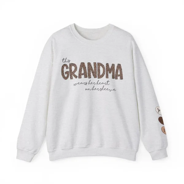Personalized-Grandma-Sweatshirt-With-Kids-Names-Grandma-Crewneck-I-Wear-My-Heart-On-My-Sleeve-Grammy-Sweater-Gift-from-Grand-Kids-1.png Personalized This Grandma Wears Her Heart on Her Sleeve Sweatshirt, Custom Kids Name on Sleeve, Mothers Day Gift, Gift for Grandma Sweatshirt