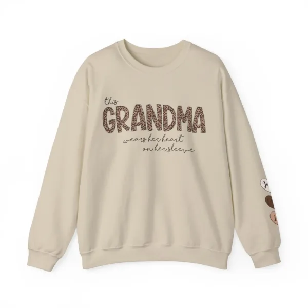 Personalized-Grandma-Sweatshirt-With-Kids-Names-Grandma-Crewneck-I-Wear-My-Heart-On-My-Sleeve-Grammy-Sweater-Gift-from-Grand-Kids-4.png Personalized This Grandma Wears Her Heart on Her Sleeve Sweatshirt, Custom Kids Name on Sleeve, Mothers Day Gift, Gift for Grandma Sweatshirt