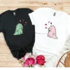 Couples Matching T-Shirt With Kawaii Dinosaur Print Design, The Best Family Matching Gift