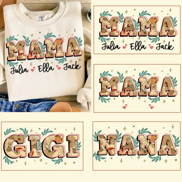 Mother's Day Gift: Mama Life & Love Designs – Personalized Mama Sweatshirt with Kids' Names