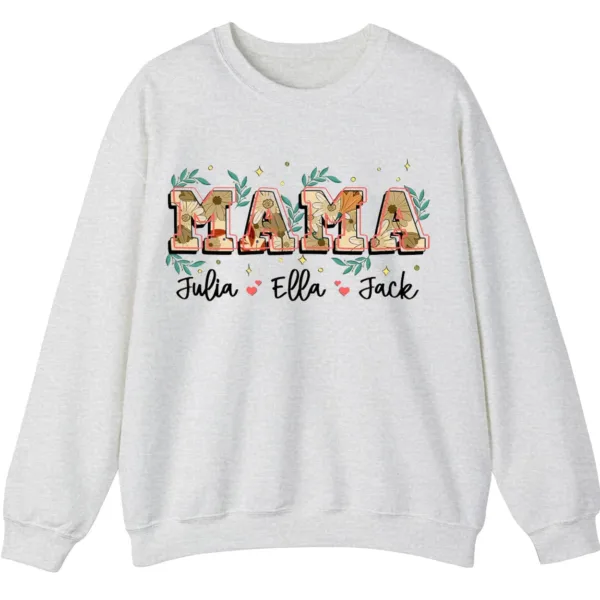 Mother's Day Gift: Mama Life & Love Designs – Personalized Mama Sweatshirt with Kids' Names