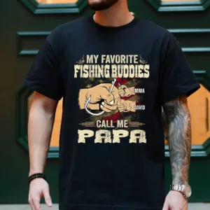 Personalized-My-Fishing-Buddies-Call-Me-Papa-Fishing-Shirt-2.webp Personalized My Fishing Buddies Call Me Papa Fishing Shirt, Camo American Flag Papa T-Shirt, Men's Fishing
