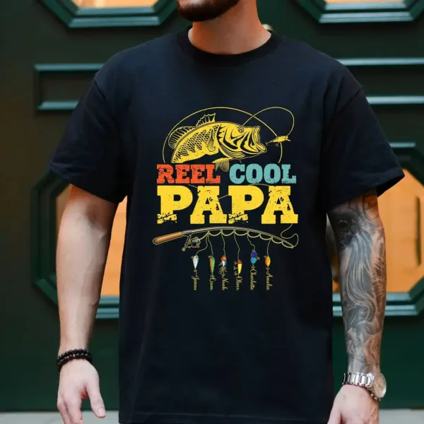 Personalized-Reel-Cool-Papa-Fishing-Shirt-2.webp Personalized Reel Cool Papa Fishing Shirt, Vintage Papa Shirt, Fishing Shirts For Men