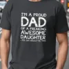 Men's Proud Dad Cozy Fit T-Shirt - Comfortable Polyester, Geometric Print, Round Neck, Machine Washable