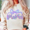 Gift for Mother's Day: Preppy Floral Glitter Mama Design Sweatshirt, Coquette, Retro Boho Vibe
