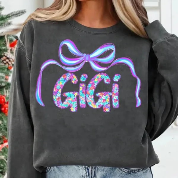 Gift for Mother's Day: Preppy Floral Glitter Mama Design Sweatshirt, Coquette, Retro Boho Vibe