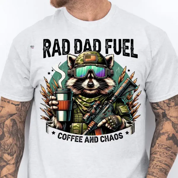 Rad Dad Fuel T-Shirt, Hunting Raccoon, Camouflage Dad, Grunge Camo Dad Design, Funny Dad, Outdoor Dad