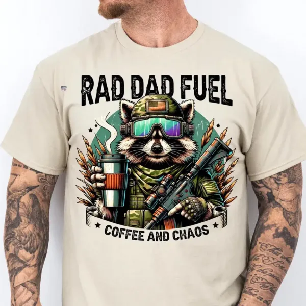 Rad Dad Fuel T-Shirt, Hunting Raccoon, Camouflage Dad, Grunge Camo Dad Design, Funny Dad, Outdoor Dad