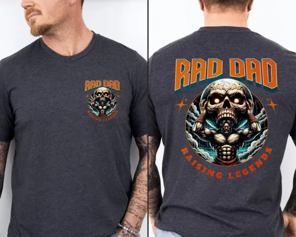 Rad Dad Raising legends Graphic T-Shirt, Dad Skull, First Fathers Day Present, Papa Of Boys, Husband Gift, Dad Gift, Vintage T-Shirt