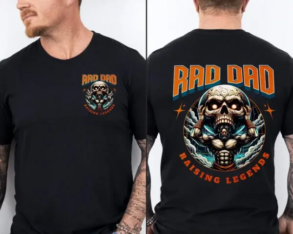 Rad Dad Raising legends Graphic T-Shirt, Dad Skull, First Fathers Day Present, Papa Of Boys, Husband Gift, Dad Gift, Vintage T-Shirt