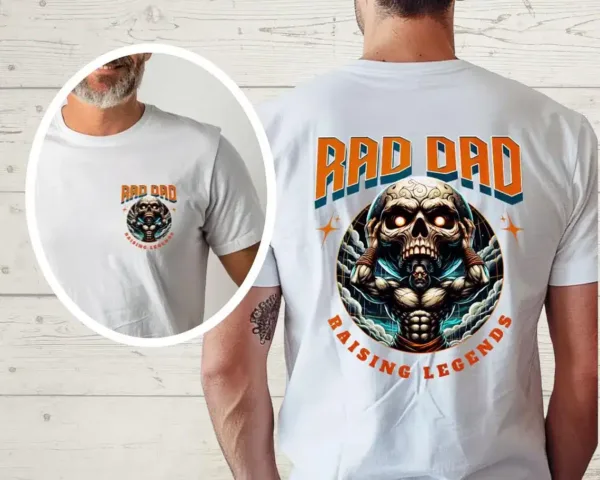 Rad Dad Raising legends Graphic T-Shirt, Dad Skull, First Fathers Day Present, Papa Of Boys, Husband Gift, Dad Gift, Vintage T-Shirt