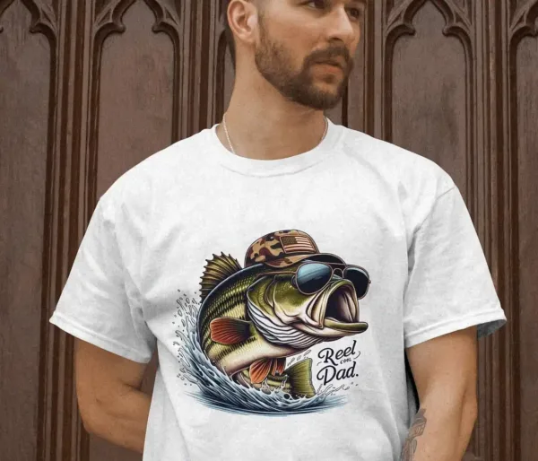 Reel-Cool-Dad-Shirt-4.webp Reel Cool Dad, Bonus Dad, Fishing Dad T-Shirt, Father's Day Shirt, Camouflage Reel Cool Dad, Camo Fishing Rod Shirt, Gift for Dad