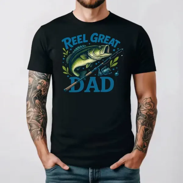 Reel-Great-Dad-Fishing-Shirt-4.webp Reel Great Dad Fishing Shirt - Funny Father's Day Gift for Dad - Bass Fish T-Shirt - Gift for Fisherman Dad